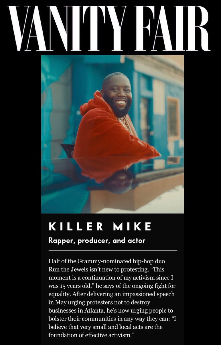 Thank you @vanityfair for the feature, this is an immense honor. 

More importantly, the district attorney in Louisville, KY, Daniel Cameron, must charge and arrest Jonathan Mattingly, Brett Hankison, and Myles Cosgrove - the police officers who savagely killed Breonna Taylor.