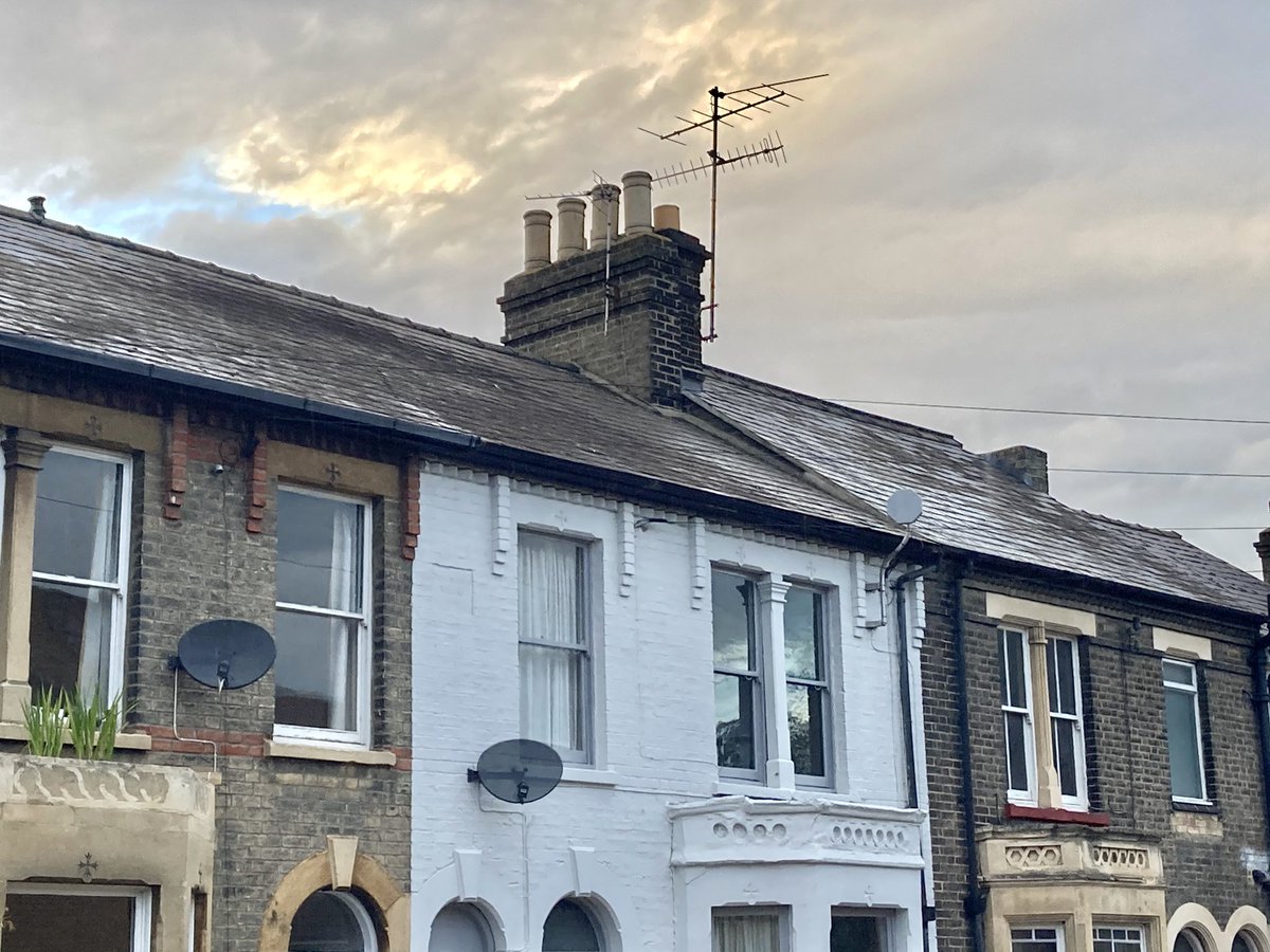 One of the things about being a radio communications engineer is that I look at antennas (aerials) in the same way that birdwatchers look at birds: noticing the everyday but also recognising the unusual. So, a spotters’ guide to some unusual antennas on this house in Cambridge: