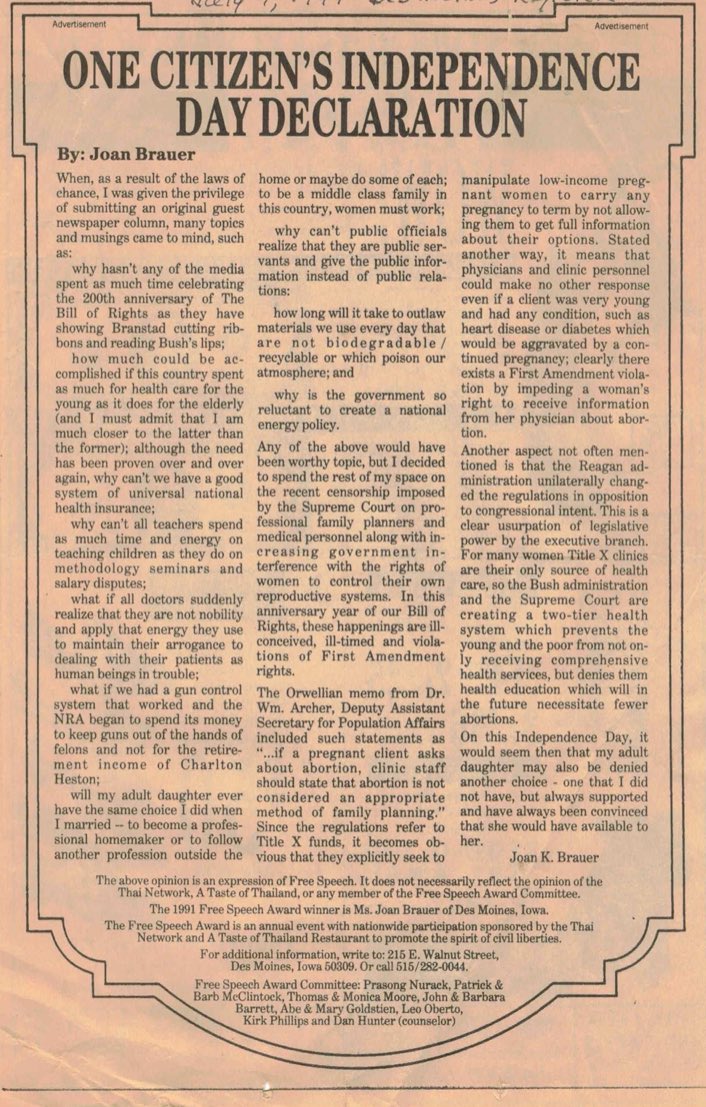 4/ She was also a TIRELESS opponent of bigotry & a TIRELESS champion of the underdog & she (and we) are SO PISSED she can’t vote against Trump on last time. Here’s a thing she wrote a few years ago that gives you the vibe. So if you’re at all inspired by her ... (con’t)