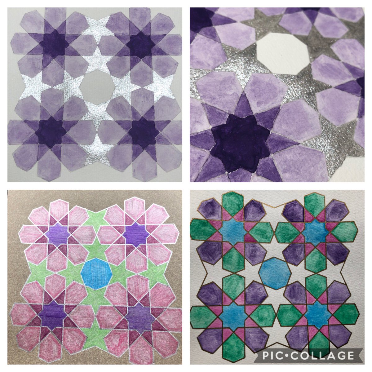 A fab 4th session of #itga. Loved the Islamic tiles and using watercolours. Experimented with a few colour options! <a href="/c0mplexnumber/">Clarissa Grandi</a> #artfulaugust
