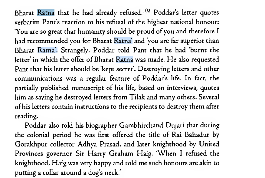 The modesty is striking.Did you know that the founding editor of Gita Press, Hanuman Prasad Poddar was recommended for Bharat Ratna by then home minister Govind Ballabh Pant.But to the surprise of Pant, Poddar flatly refused it.All his life, Poddar refused any felicitation