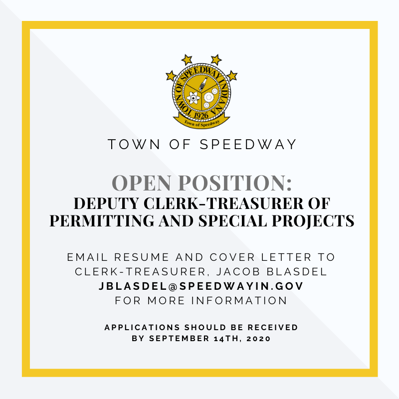 Speedway_IN's tweet photo. NOW HIRING: Come work for the Town of Speedway. https://t.co/ae7SNYn9Qt #ApplyNow https://t.co/wLS6AI9RHT