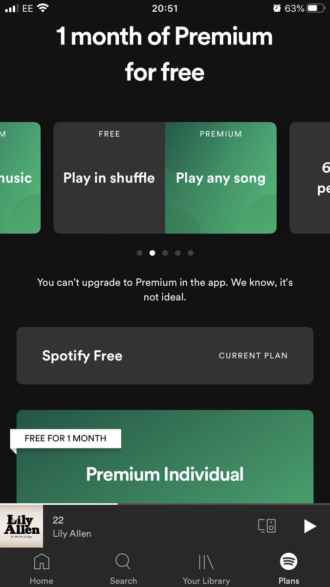 Gasolinejay's tweet photo. @Spotify trying to upgrade in the app and none of this stuff is clickable! https://t.co/GpcK58NLVS