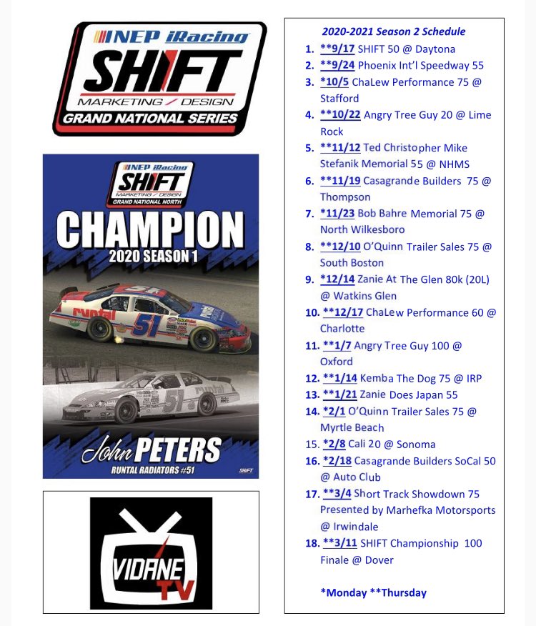 NEPiracing's tweet image. Happy to announce ALL events on our 2020-2021 calendar will be LIVE on VidaneTV Facebook/YouTube