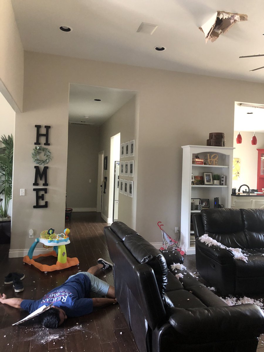cable guy just stepped through our ceiling... better believe i’m taking full advantage 😭🤣💰