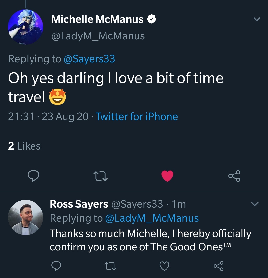 Day #28We have another reply!  Michelle McManus is quickly 2nd on The Good Ones™ list. Get her music similarly streamed.