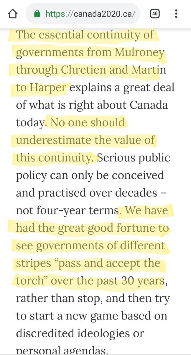 13) Former Conservative PM, Brian Mulroney, made a speech in 2014 at a Canada 2020 conference. What he says about the relationship between the Liberals and the Conservatives is something that all Canadians need to understand.