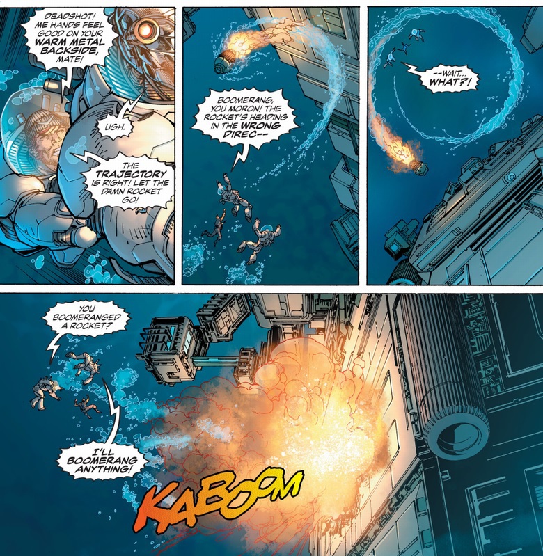 I think Rob Williams is the greatest writer of Captain Boomerang who's ever done the job. His approach to Digger was that he was just literally obsessed with Boomerangs. Look at this. LOOK AT IT.