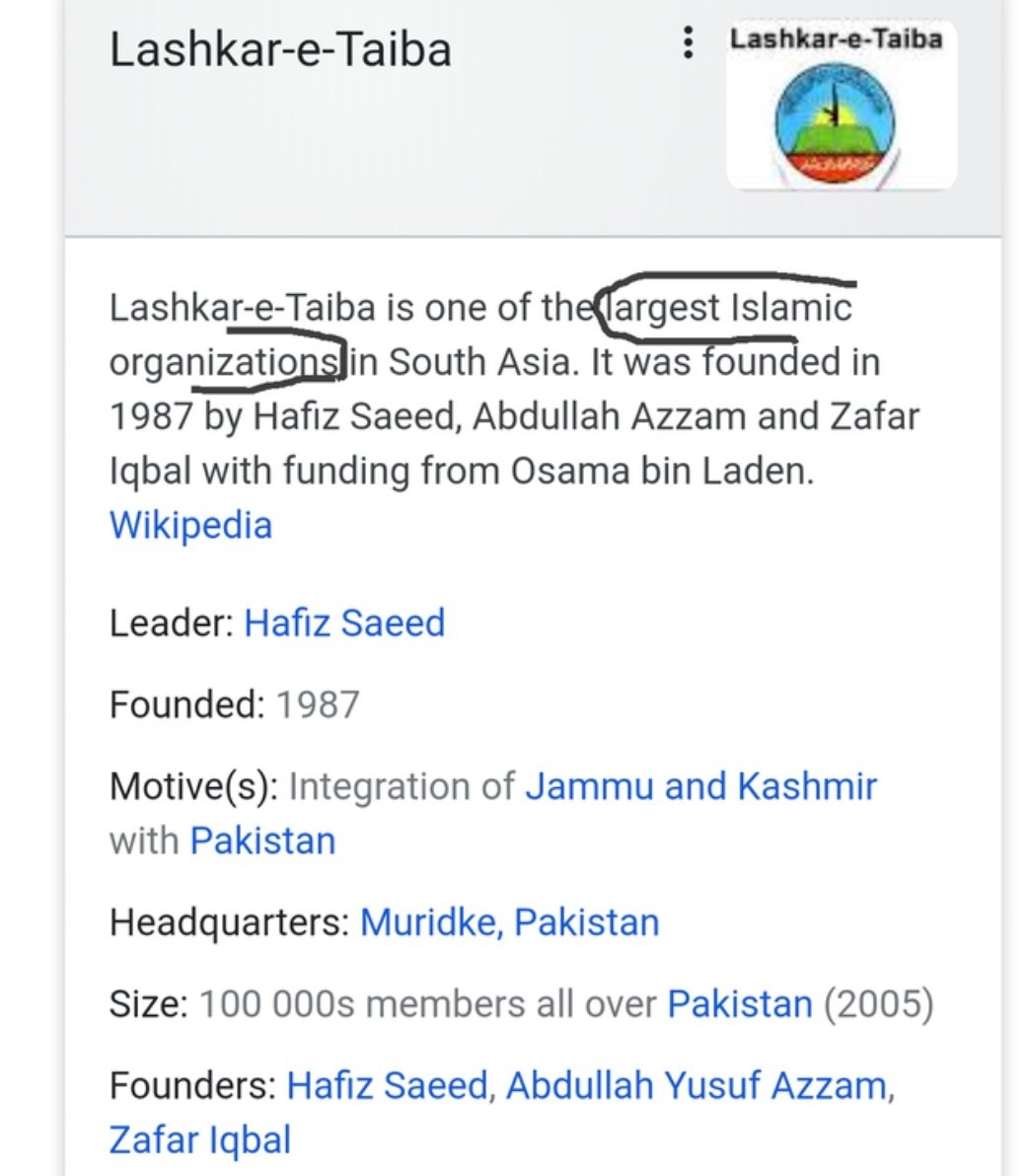 Pic I, Bajjrang Dal is militant organization. Pic II, lashkare taiyaba is Largest Islamic organization. My one secular frnd said, anyone can edit wiki, okay I agree, but  @Wikipedia if you can ask donations from us, I am sure you can keep check on your content?