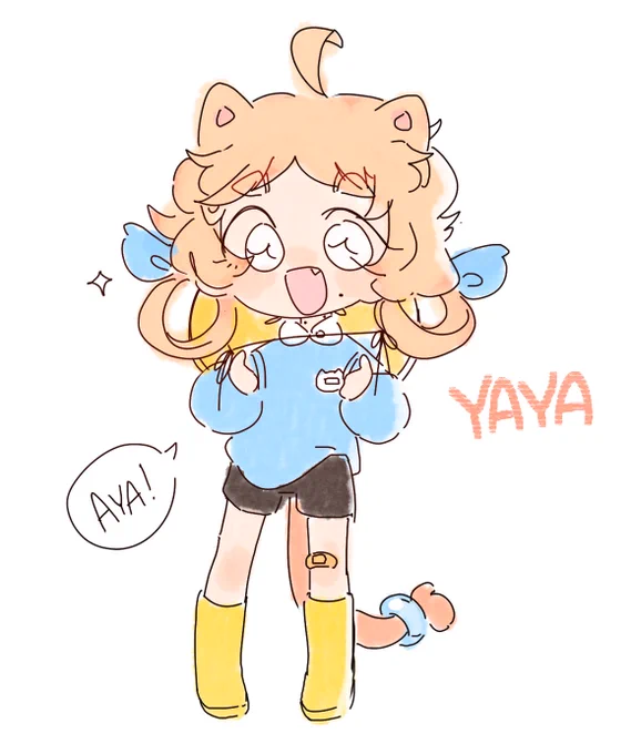 made a lil baby cat girl to match my bfs cat oc he never draws bc he hates all of his characters 
draw her ok 