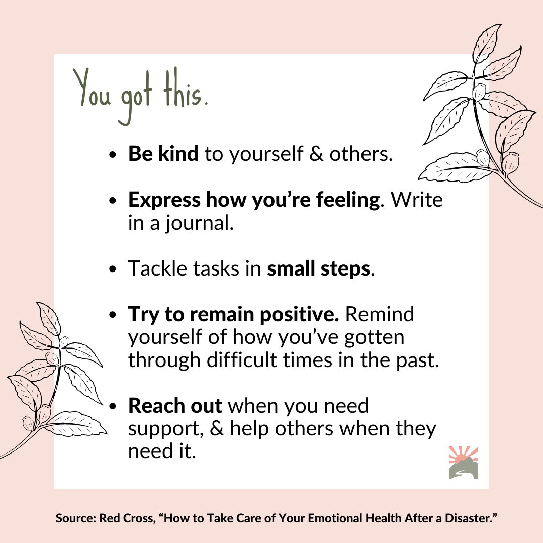 kelseyhill4sc's tweet image. A guide to self-care in a crisis. Natural disasters are traumatic. Here’s some steps you can take to feel a little better. 

(1/3) 
#CZULightingComplex #AugustLightningComplex #CAfires