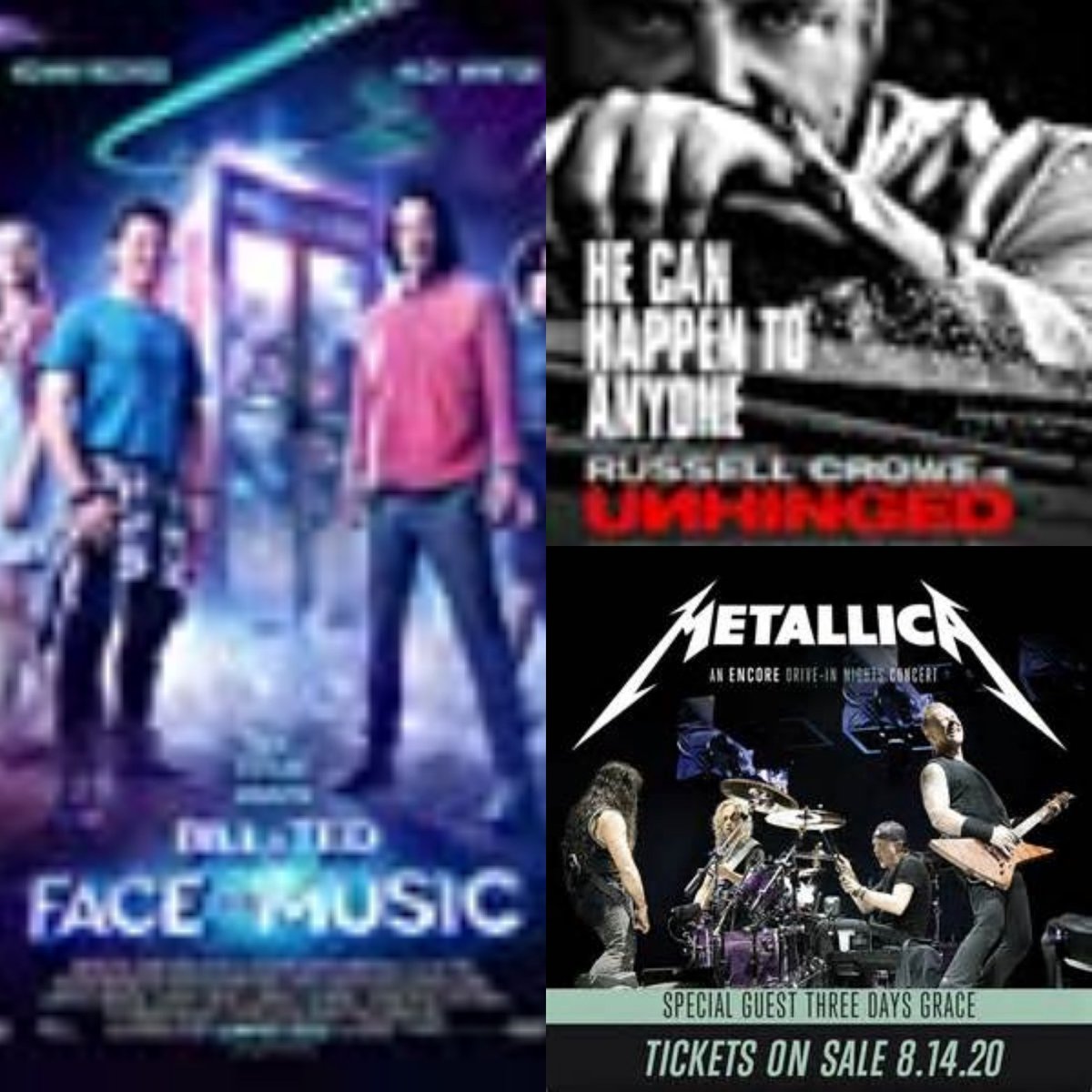 portelmsley's tweet photo. AUG 28-30-31: BILL &amp; TED FACE THE MUSIC with UNHINGED 8:05pm. Tickets at Gate.
AUG 29: METALLICA DRIVE-IN EXPERIENCE 8:05 sold-out, 11:20pm show tickets at Ticketmaster. https://t.co/kZLdDIJk3y