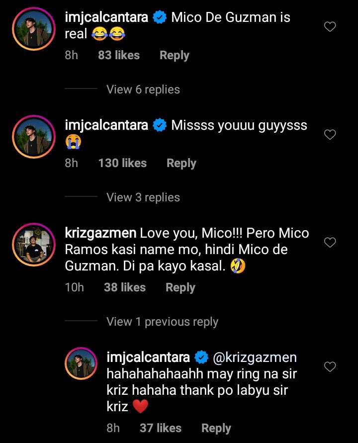 When JC posted his “thank you note” for the HS Finale and his subconscious married his character Mico to Xavier already!! and Sir Kriz being all supportive  (I’ll volunteer as Ninang ha?)— he even edited to post to legalize the adoption of surnames 