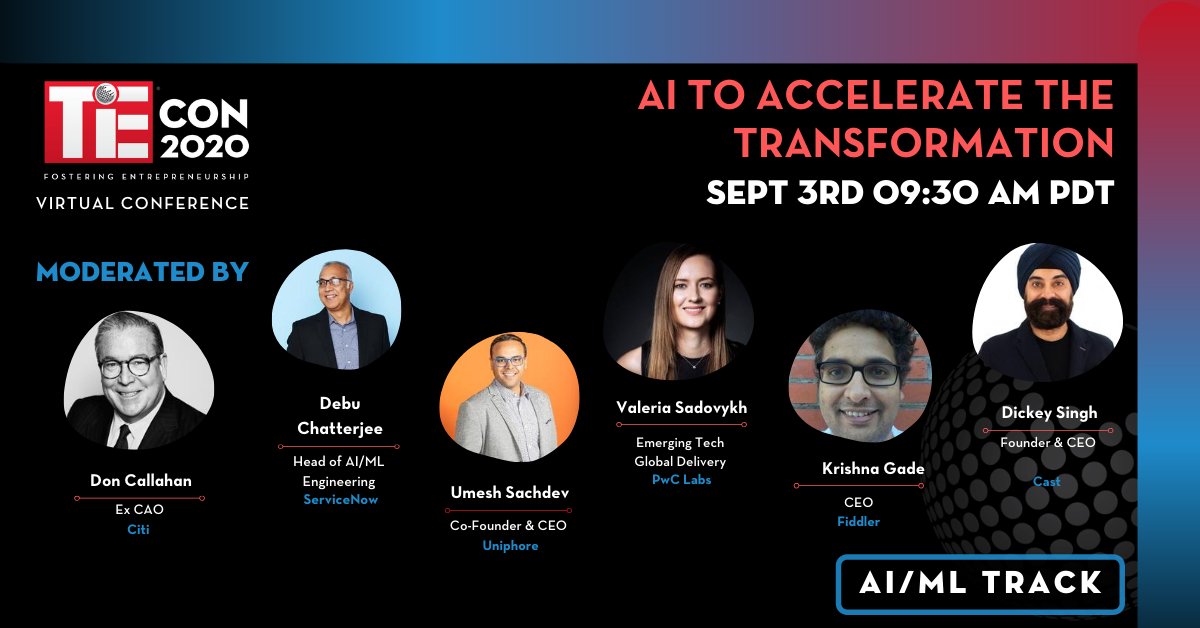 TiEcon's tweet photo. AI to Accelerate the Transformation is taking place on Thursday, September 3rd.
#TiEcon2020 #VirtualConference #AI #ML #VirtualTiEcon
Register now to get your tickets: https://t.co/hhoyBW73vC https://t.co/Qubl91JO35