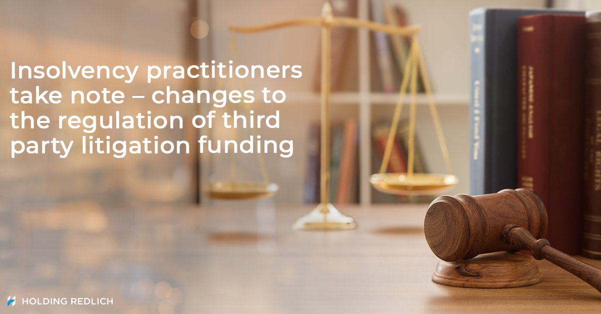 HoldingRedlich's tweet image. Insolvency practitioners take note: Funding schemes for corporate insolvencies could be subject to increased regulation if they fail to fall within an exempted category. Read more: ow.ly/DGx950B84TF

#litigationfunding #insolvency #regulationupdate