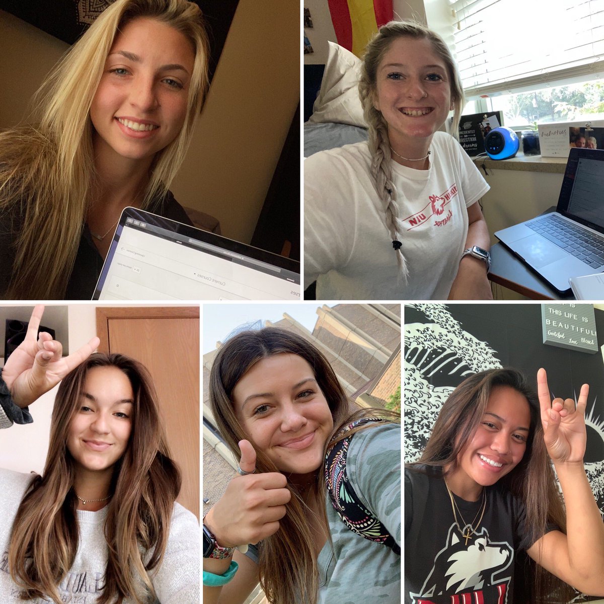 NIUSoftball's tweet photo. We had a great first day of classes!! We hope you enjoyed following along with our Instagram story today and learning more about our student-athletes!  😷 🐾🐺 @NIUlive https://t.co/Lu9n4kLr8S