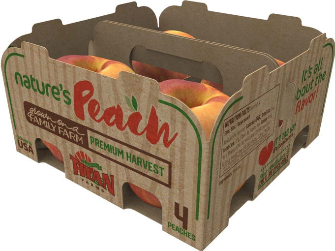 mandyburnette's tweet photo. Just in time for peach season we collaborated with @TitanFarms to replace plastic packaging with a folding carton solution made from recyclable KraftPak®. #sustainability #packaging #connectingpeopletoproducts https://t.co/aLWKrVMaL8