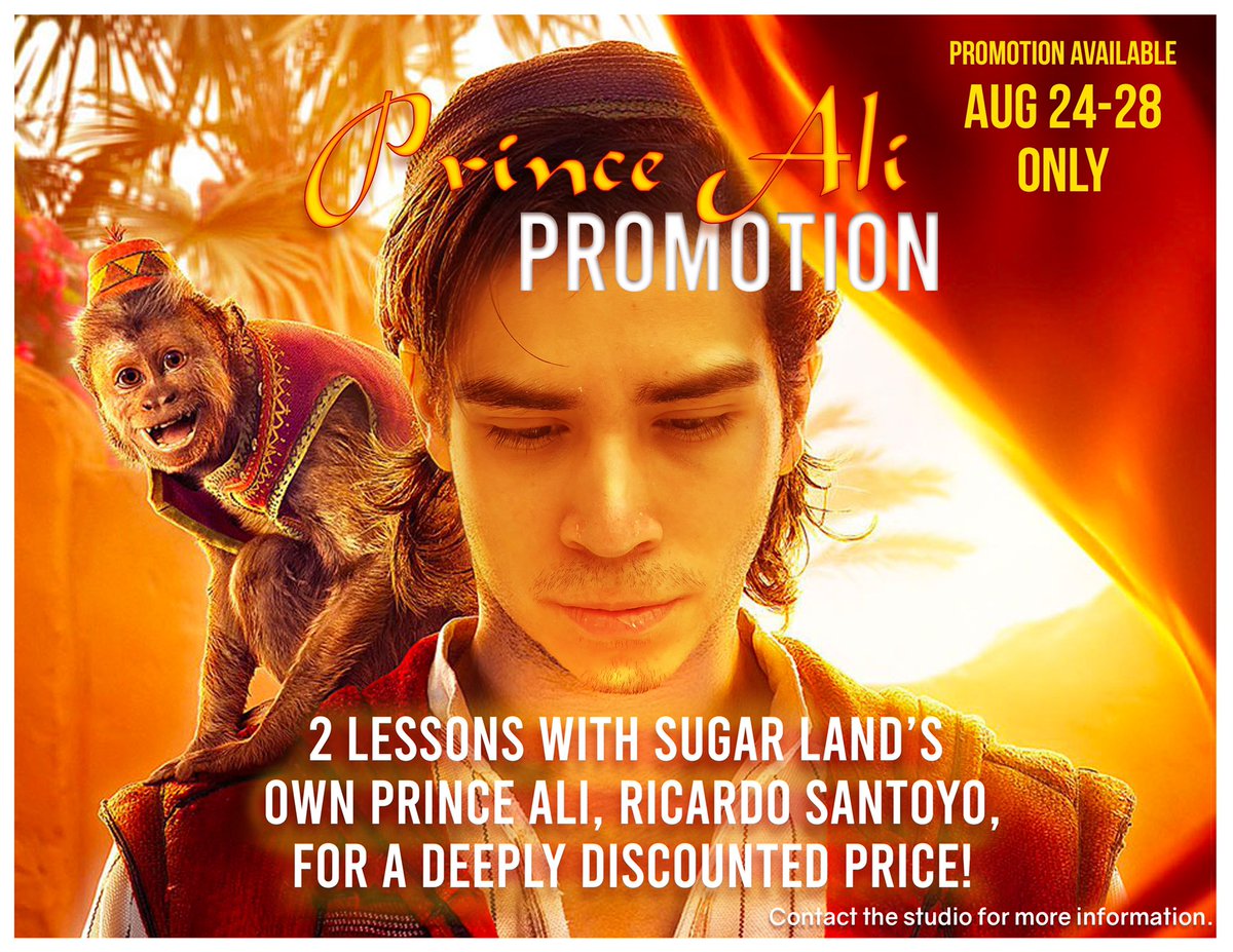 FredAstaireS's tweet photo. ‼️ATTENTION ALL SUGAR LAND DANCERS: ��️

We are having a promo THIS WEEK ONLY to get the opportunity to work with the charming Prince Ali aka Ricardo Santoyo! Call the studio today at 281-265-0644 to get more info and reserve your spot. 🔱

#FADSSL #fadstx https://t.co/PsKezZntGj