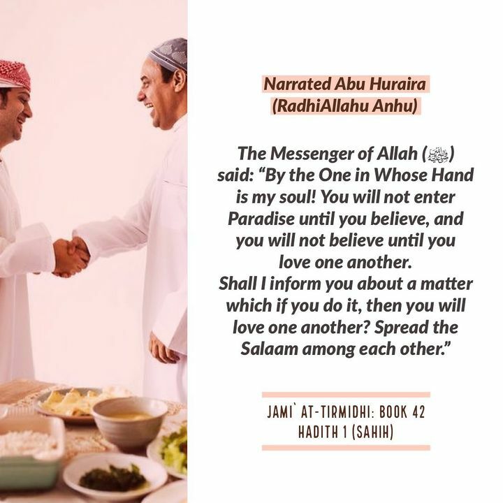 YaseenMedia's tweet photo. The Messenger of Allah (ﷺ) said: “By the One in Whose Hand is my soul! You will not enter Paradise until you believe, and you will not believe until you love one another. 
Shall I inform you about a matter which if you do it, then you will love one another? Spread the Salaam… https://t.co/gjwEDY7SZ8
