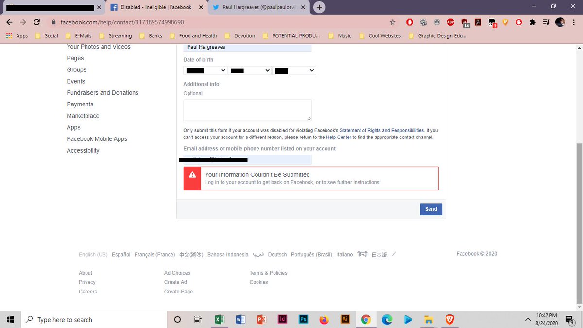 paulpauloswhite's tweet photo. #FACEBOOKDISABLEDME @Facebook So much Tech Glitches on their pages and no assistance from the facebook team. Sad to see facebook lacks compassion and has lost touched with the public. #ADDRESSTHEISSUE #Day8 https://t.co/AnNXQAR054