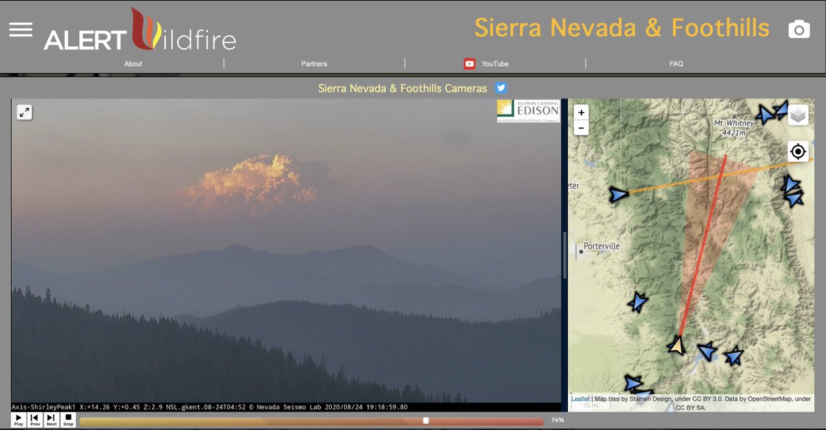 nvfirecams's tweet image. #CastleFire from #ShirleyPeak @AlertWildfire @nvfirecams. large plume head —not a good sign!  @unevadareno @UCSanDiego @uoregon