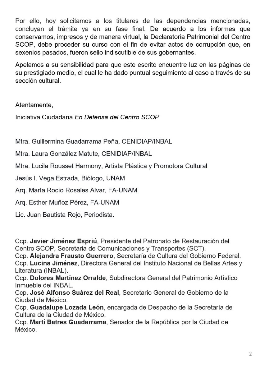 defensaSCOP's tweet photo. Estimado Sr. Ing. @JimenezEspriu nos permitirnos enviarle esta atenta solicitud para encontrarnos de nuevo y que escuche nuestras propuestas. #DefensaSCOP https://t.co/mq9zCWHzut