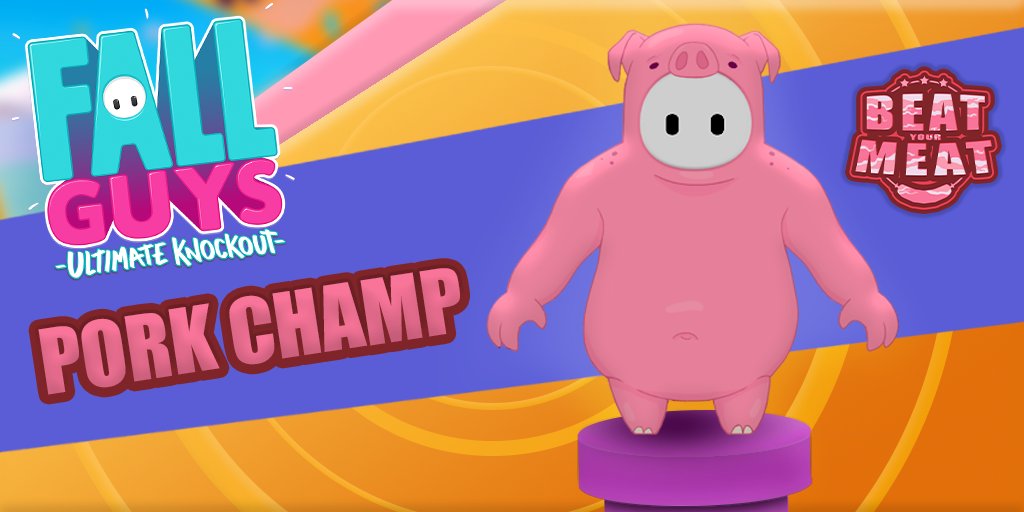 BYMGame's tweet image. We couldn't help but imagine what a @FallGuysGame meats Beat Your Meat costume would be like, so we decided to make one.

Definitely the only way I'll be seeing one of my fall guys on a podium any time soon 🐷🐷