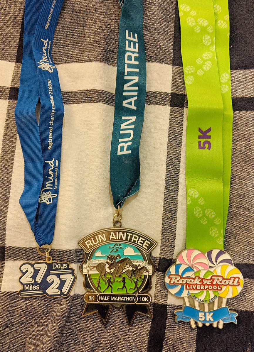 42. When I was a kid, I used to run from my problems. Nowadays I just run - I've received these medals for doing charity 5k's and more.