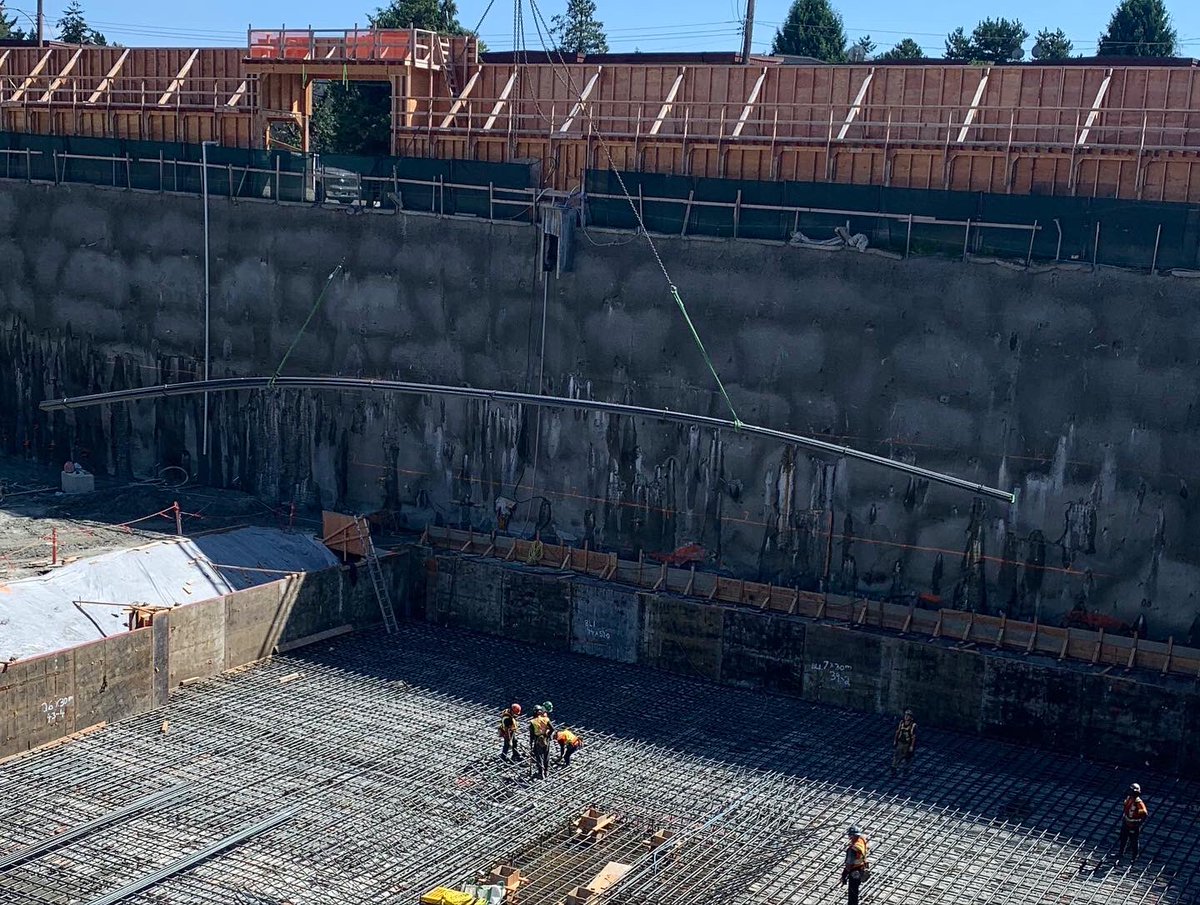 BosaConstruct's tweet photo. Over the last few weeks the team at the Burquitlam Park Rental have been working hard preparing for a 2,000m3 concrete pour. A total of 19 layers of rebar needed to be placed for this core. Check out the rebar progress!

#BosaConstruction #Formwork #GeneralContractor #Concert https://t.co/P8TBqcD2kV