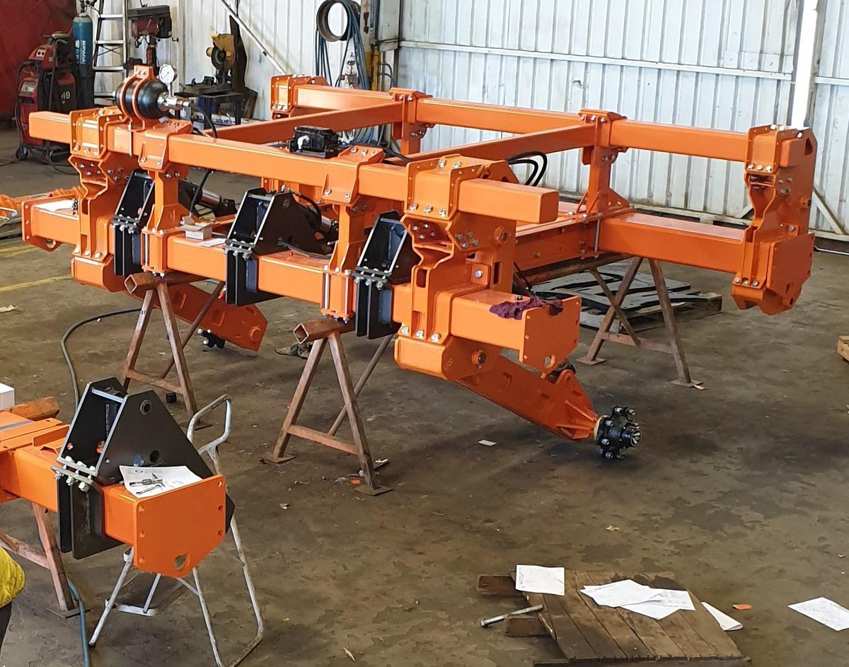 TTQAgriculture's tweet photo. Another exciting project to be working on!
This rig is being made for use in trials on the deep placement of gypsum
Front 3 tynes are Super Raptor ones that can go up to 800mm deep
On the back we'll put 5 specially modified shanks that will place other product to trial
#innovate https://t.co/htDbm3DNVr
