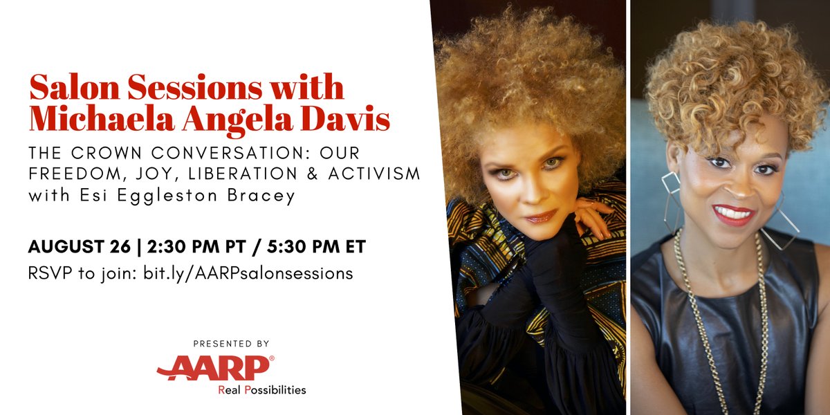 Third times the charm! Don't miss out on the last (#AD) @AARPBlackCom Salon Sessions w/ <a href="/MichaelaangelaD/">Michaela angela Davis</a> and <a href="/EsiEggleston/">Esi Eggleston Bracey</a> talking all things freedom, joy, liberation, and activism! #AARPSalonSessions
Register here : bit.ly/AARPsalonsessi…