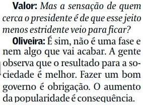 Quer dizer que o Oliveira - e Mendonça, Ramos, Braga Netto, e o Levi na AGU) - acha que o presidente  @jairbolsonaro deve deixar de ser quem ele sempre foi, deve atuar pra ser quem ele não é, por uma questão de marketing duvidoso? Qual a próxima dica desses "conselheiros"?