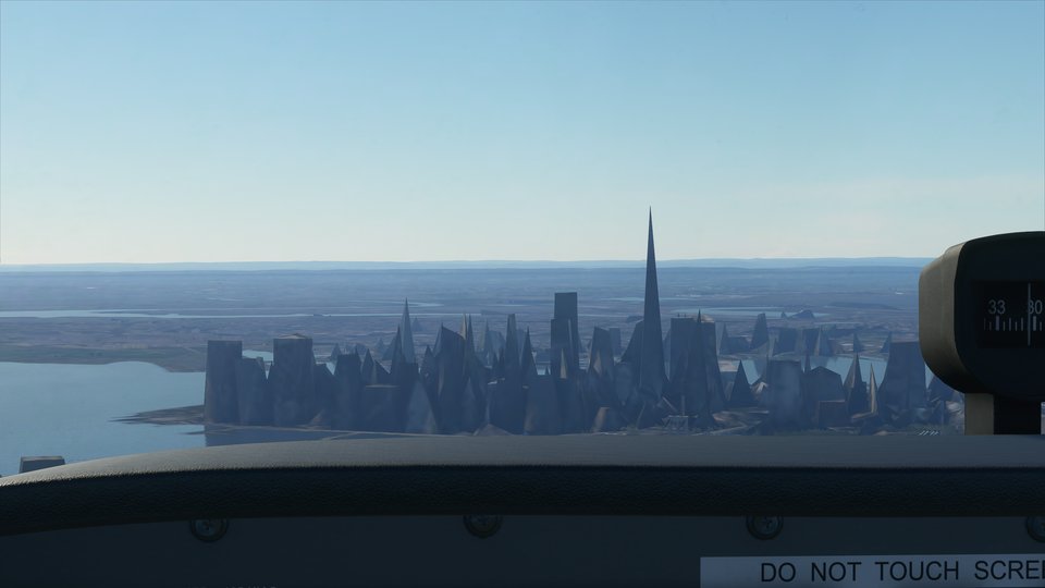 At high level-of-detail NYC's skyline looks great. At the lower detail settings it looks... ominous[screenshot by reddit user samreturned] https://www.reddit.com/r/MicrosoftFlightSim/comments/ify28i/ah_yes_new_yorks_famous_land_spikes/