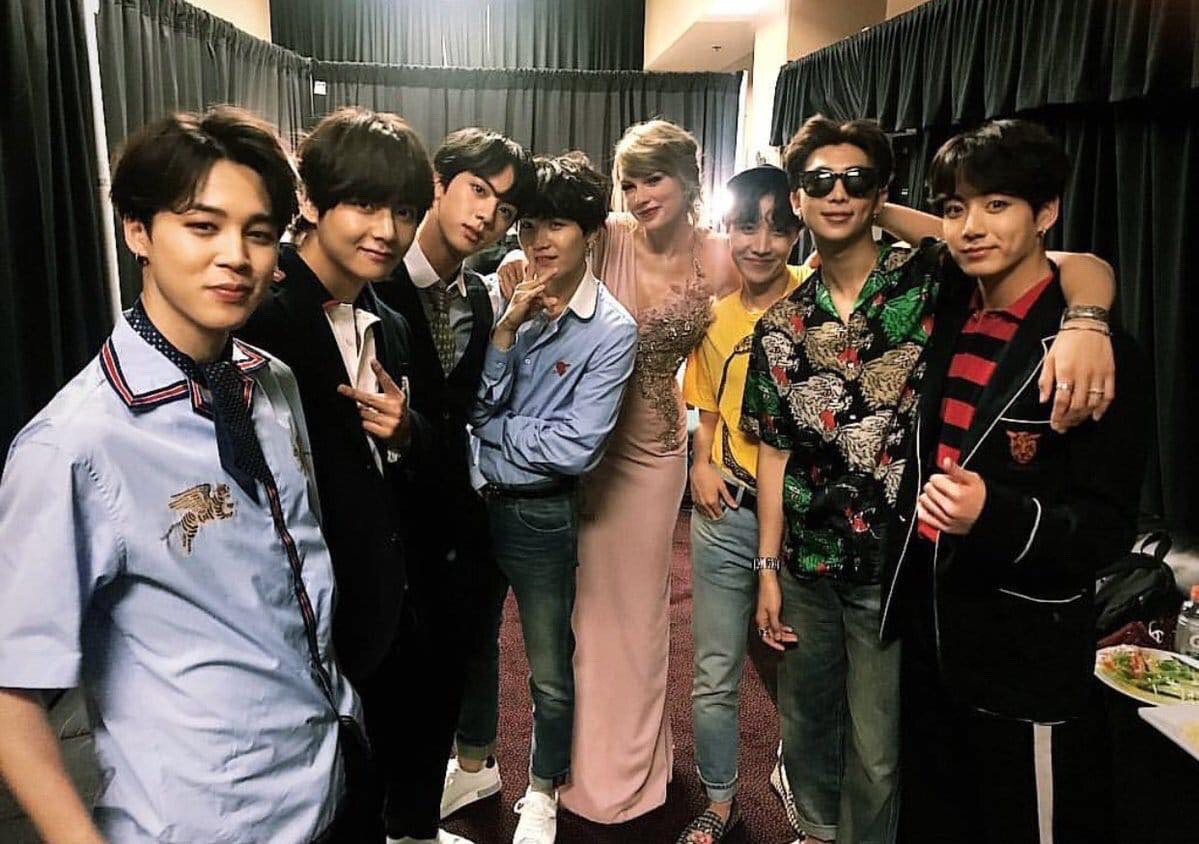 Taylor was the first to share these pictures, pictures that broke the internet. Like literally, Instagram crashed for a while after Taylor dropped these. BTS soon posted their own pictures on Twitter, they mentioned Taylor first.(in total, there are 3 pics)