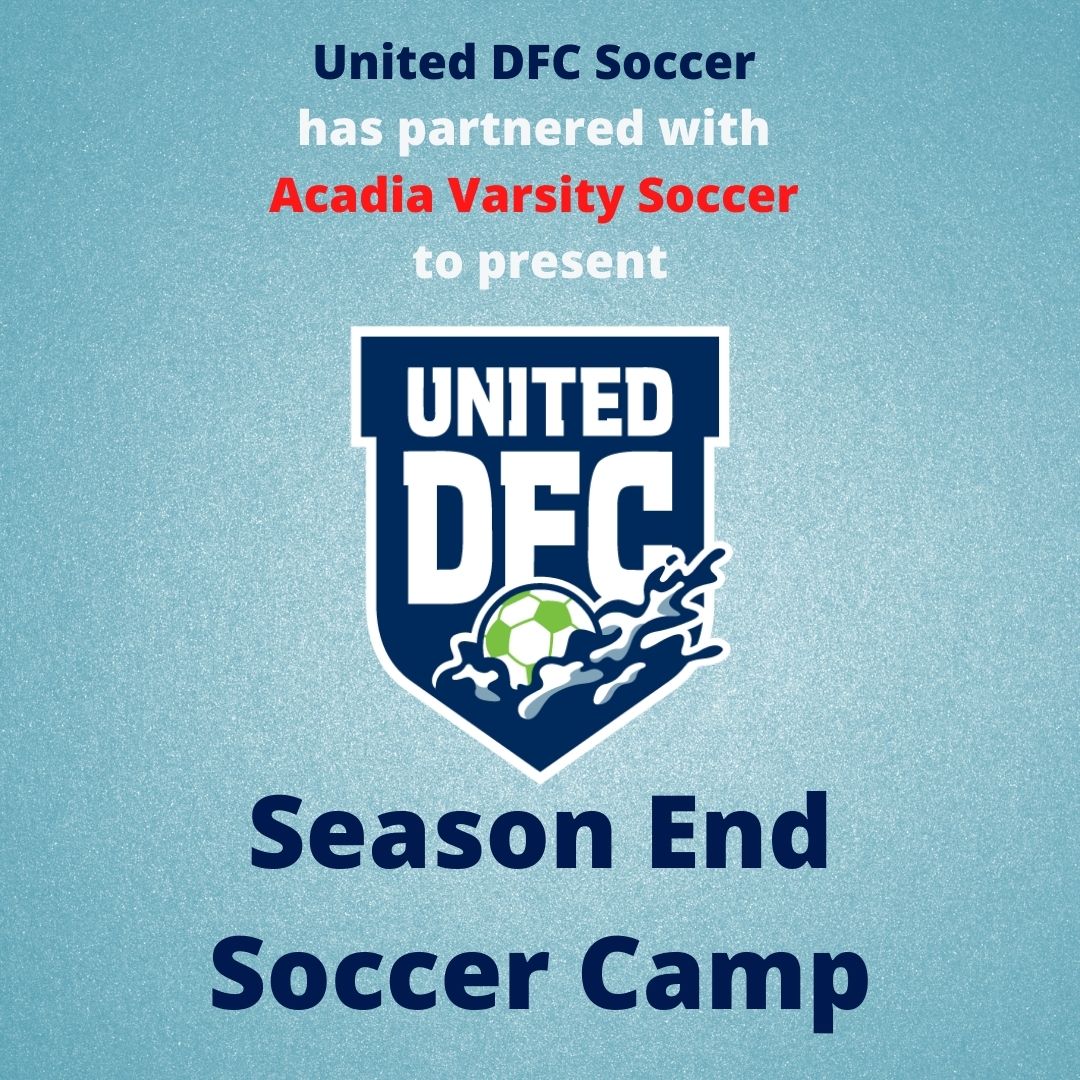 Exciting News!! UDFC has partnered with Acadia Varsity Athletics to provide our members with a season end camp on Burnside Turf next week. The camp runs  Aug 31-Sept 3  from 9-12 noon. Small ratios. Great coaching. Safety protocols in place. 
Visit: udfc.ca/camps