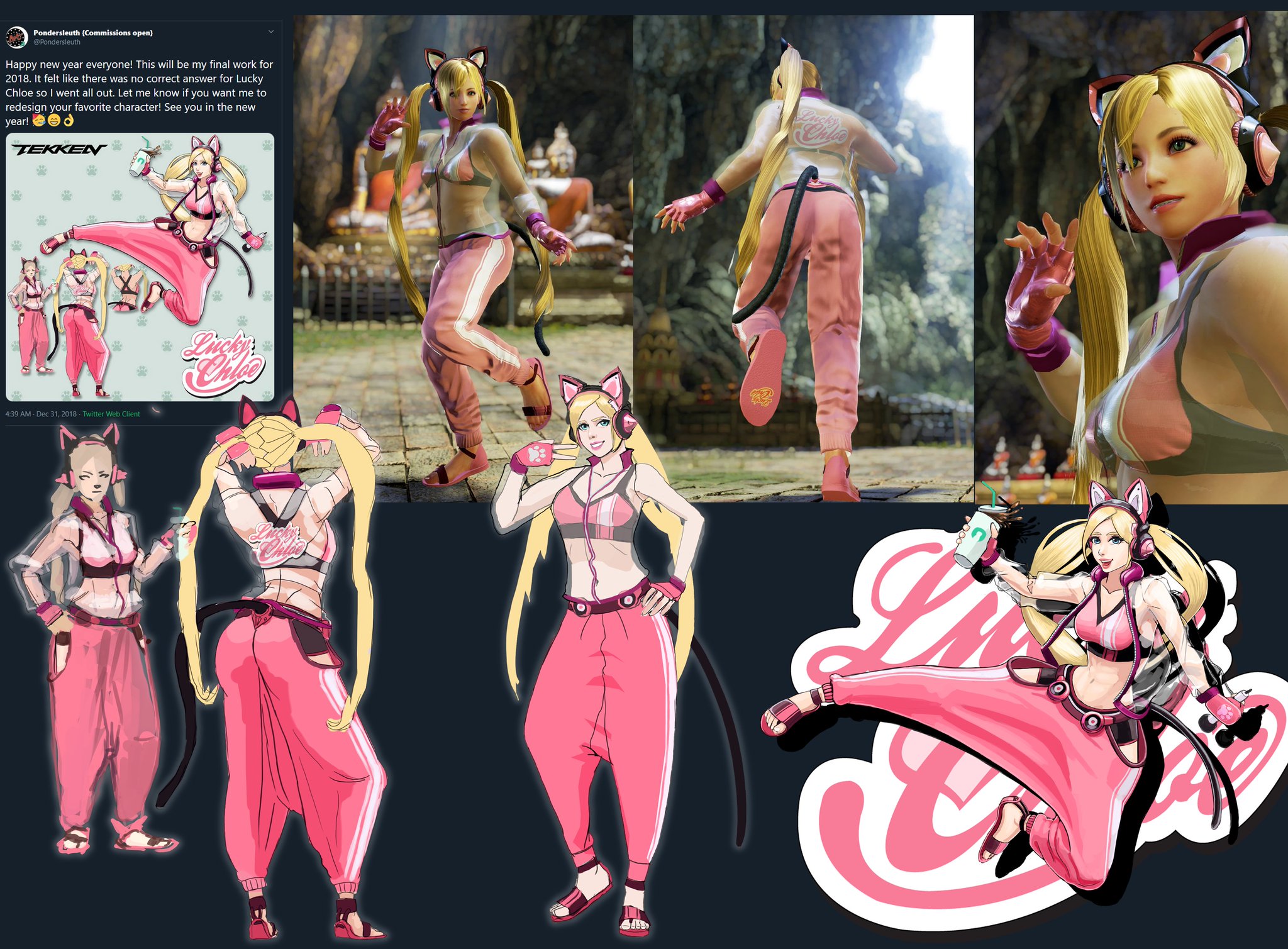 Pondersleuth on X: Guys! @TheI3arracuda modded my Lucky Chloe concept  design into Tekken 7!! It looks sick! Also please go check out his  Deviantart page if you are into modding Tekken 7.