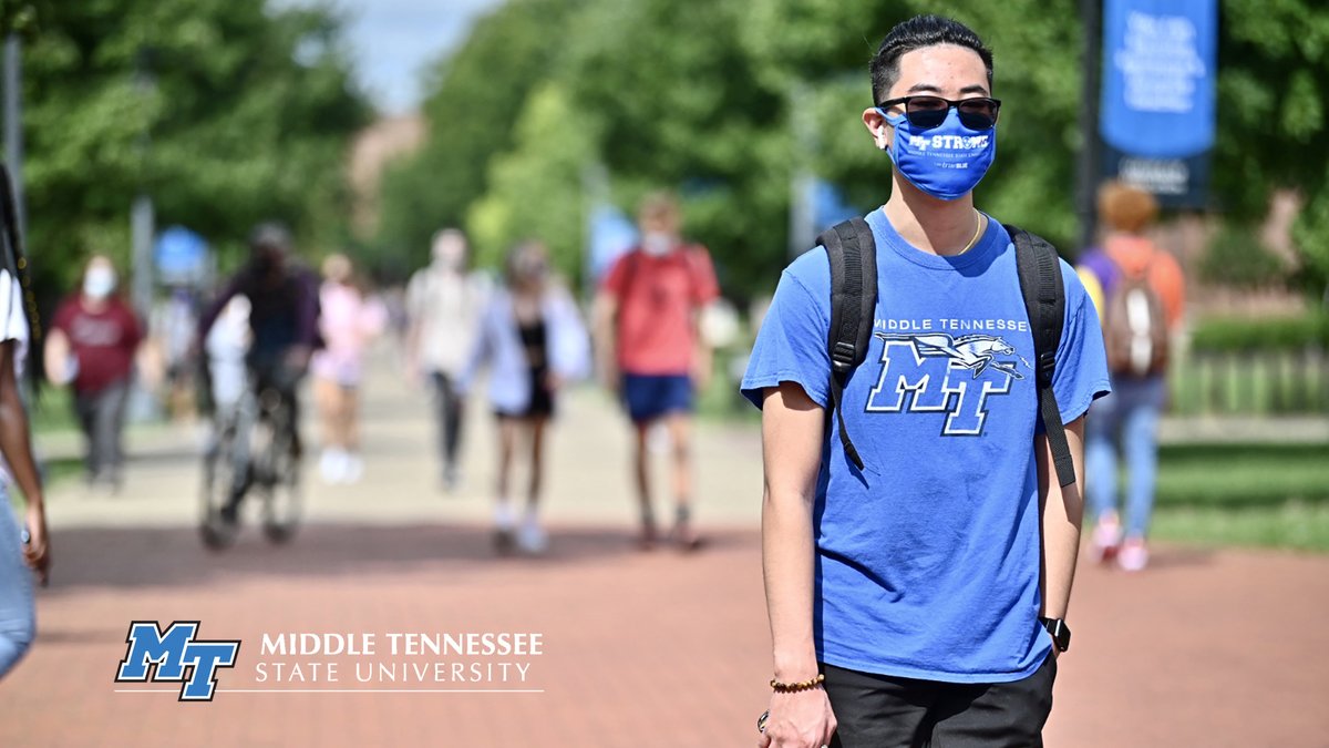 MTSUNews's tweet photo. What a first day of #fall2020 classes at #MTSU, y'all! We did it! Let's give ourselves a hand ππ *and* a break & keep up the great work tomorrow & all semester. #MTSUStayOnCourse #TrueBlue (Thanks to MTSU photog @j_n_10 for the pix!) https://t.co/lW74C2gl5C