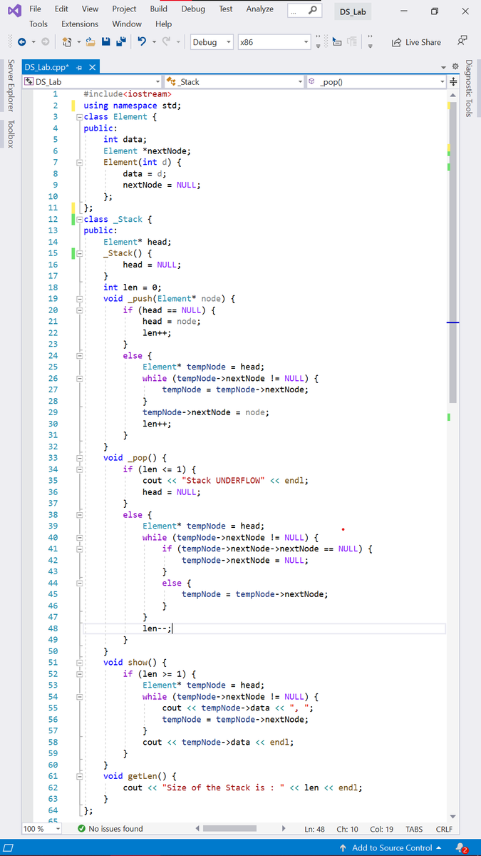 ModulusMod's tweet image. #100DayaOfCode
Day-61
Today I've learn, how to implement Stack using LinkedList using OOP's in c++.