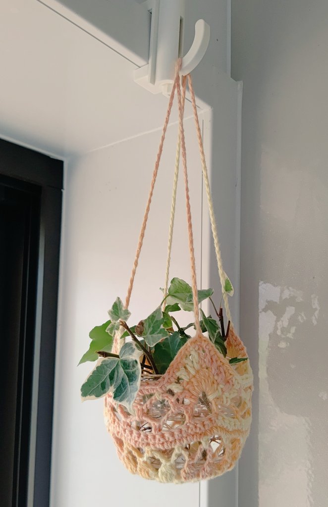 Mika お風呂に観葉植物を置くために 花瓶を吊るすカゴを作りました 我が家のお風呂は鬼門にあたる位置にあるので 風水的に 植物を置く方が良いそうです ハンドメイド カゴ 編み物 かぎあみ 風水 お風呂 観葉植物 吊しかご 鬼門 T Co