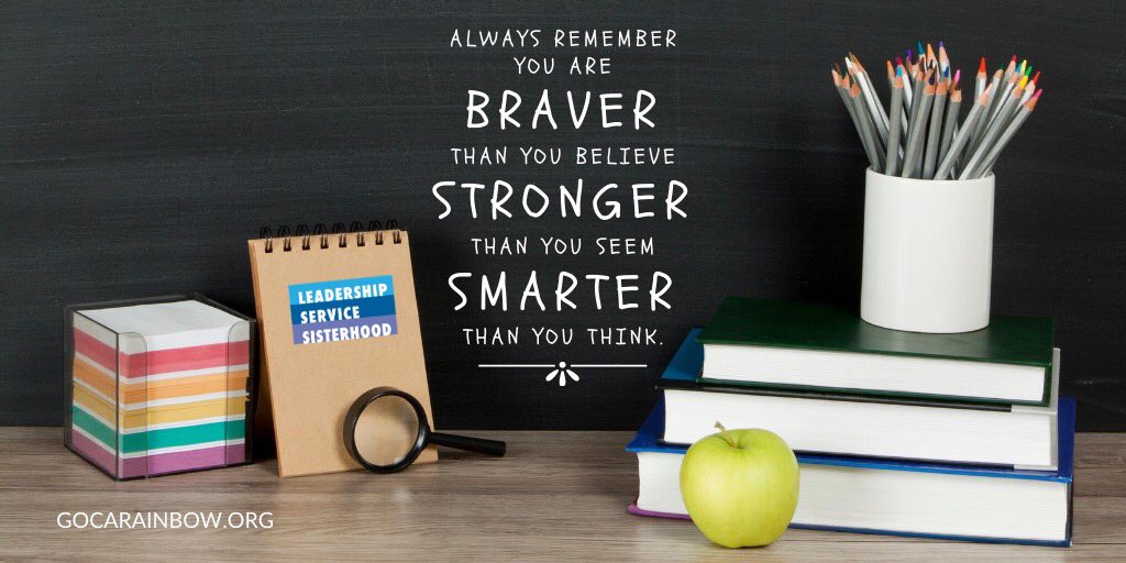CARainbowGirls's tweet photo. It's the beginning of a new school year, and things are probably feeling a little different. Reach out to a Sister who may need your help. Remember, we're all in this together! You got this! #motivatingmonday #whyirainbow #gocarainbow #leadershipservicesisterhood #motivation https://t.co/y2M6dZ5fOK