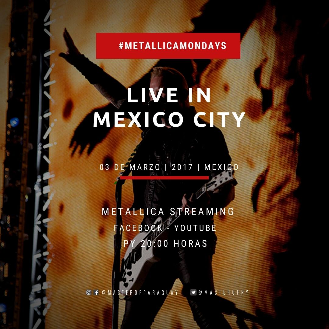 masterofpy's tweet photo. 🤘 ¡Esta noche se despiden los #MetallicaMondays! En el último episodio de esta serie de conciertos disfrutaremos del show de #MetInMexico del 03 de Marzo de 2017, a las 20:00 hs desde el canal de YouTube o desde la página de Facebook de Metallica!🔥 https://t.co/hpy5JKUchD