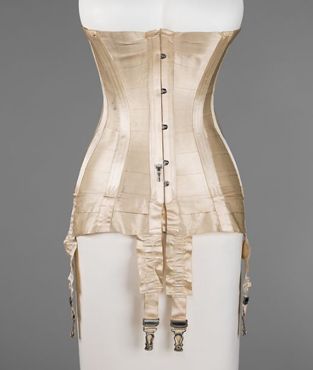 The bustle had completely disappeared by 1905, as the long corset of the early 20th century was now successful in shaping the body to protrude behind.