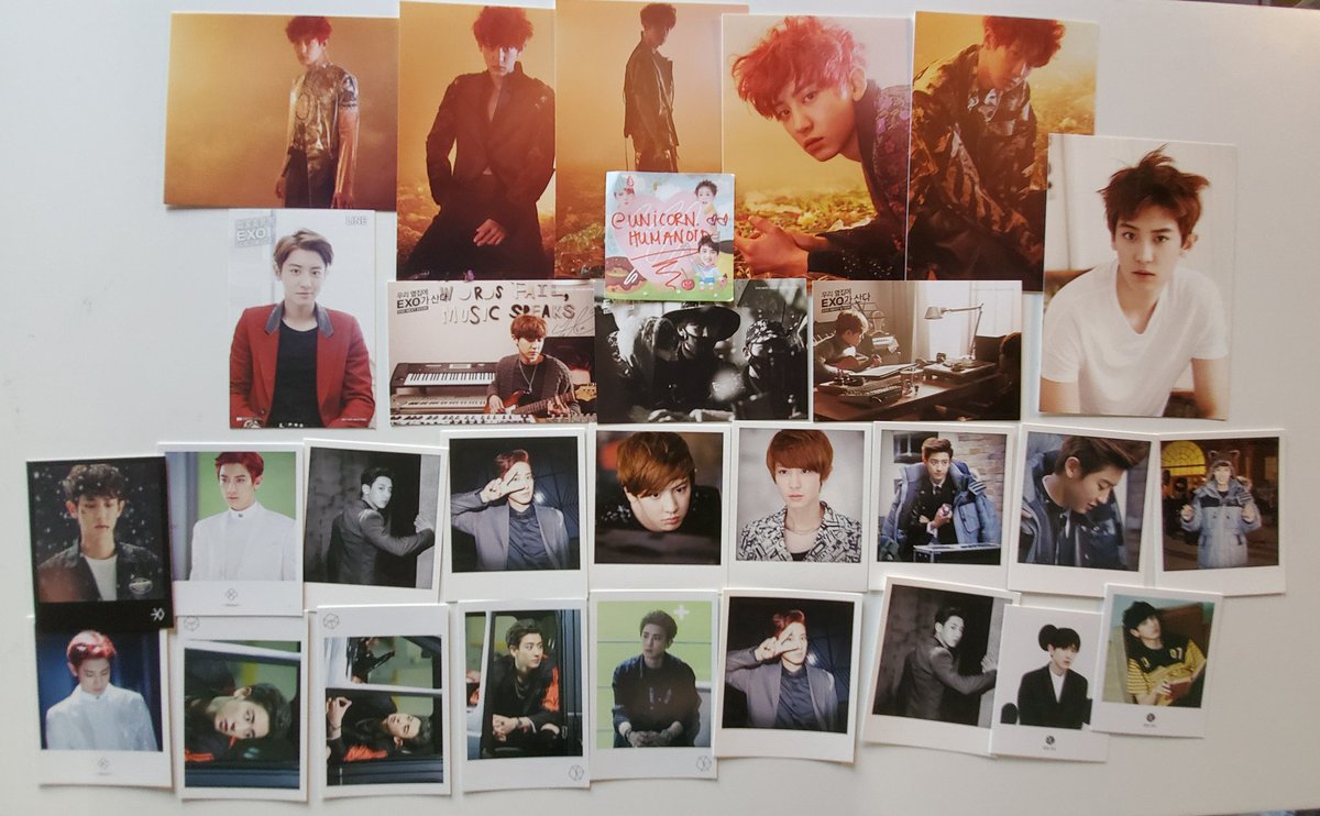 WTS EXO CHANYEOL PC SETS*prices are marked in the picture, shipping incl!spend $200+ choose 1 set in pic 2 for free; top/bot$300+ get pic 3$500+ get pic 4flo holo japan fc toreka dice superstar sm halloween old star avenue medal ladder MAMA A KR exo next door hk pola