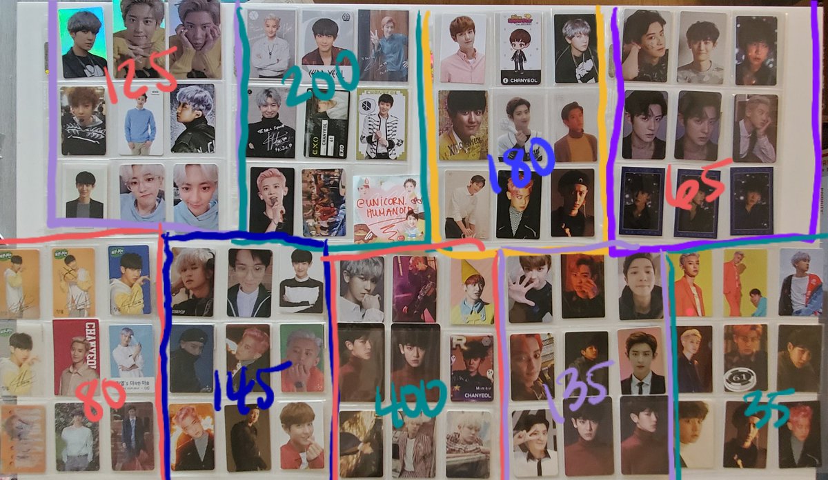 WTS EXO CHANYEOL PC SETS*prices are marked in the picture, shipping incl!spend $200+ choose 1 set in pic 2 for free; top/bot$300+ get pic 3$500+ get pic 4flo holo japan fc toreka dice superstar sm halloween old star avenue medal ladder MAMA A KR exo next door hk pola