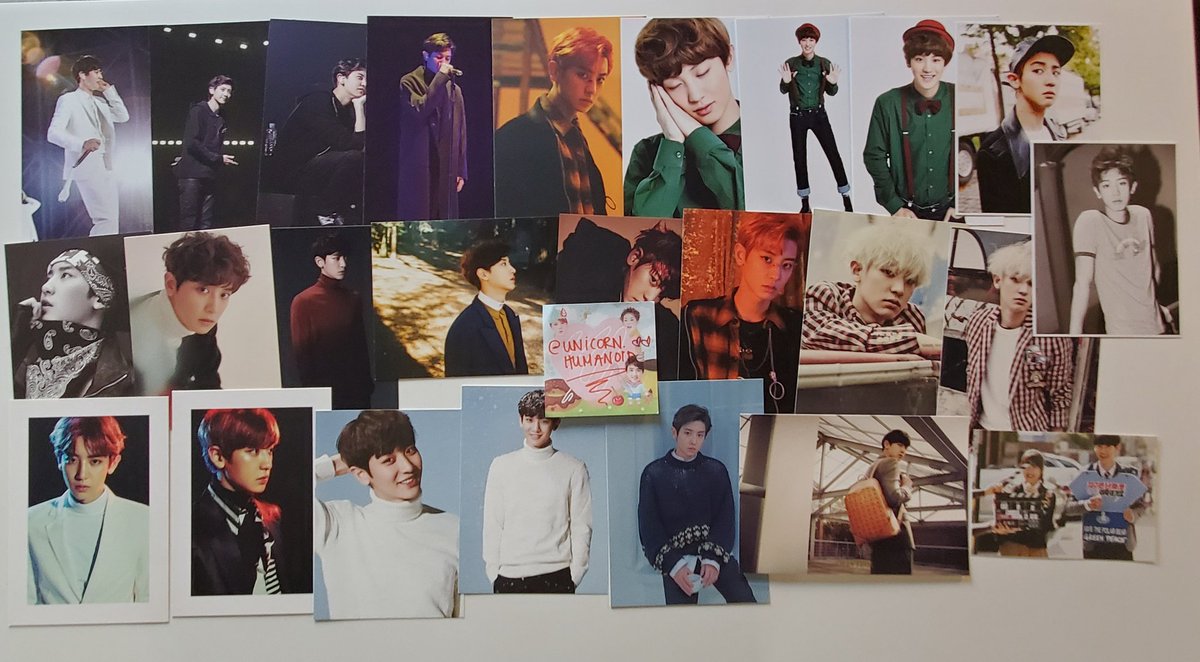 WTS EXO CHANYEOL PC SETS*prices are marked in the picture, shipping incl!spend $200+ choose 1 set in pic 2 for free; top/bot$300+ get pic 3$500+ get pic 4flo holo japan fc toreka dice superstar sm halloween old star avenue medal ladder MAMA A KR exo next door hk pola
