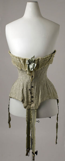 This new corset shape emerged during the last 10 years of the Victorian era, and was popular throughout the Edwardian period.