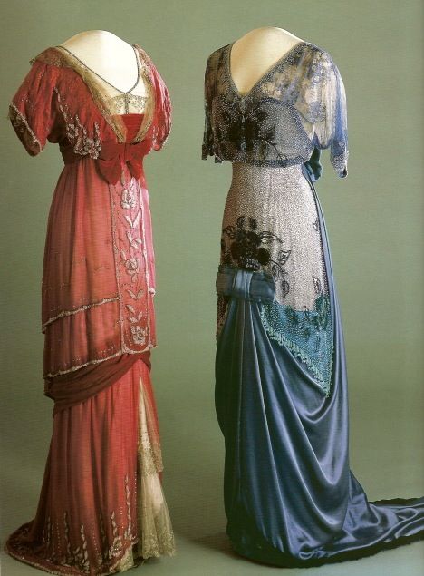 By the end of the Edwardian era, however, skirts were straighter, and high empire waistlines created a new silhouette.