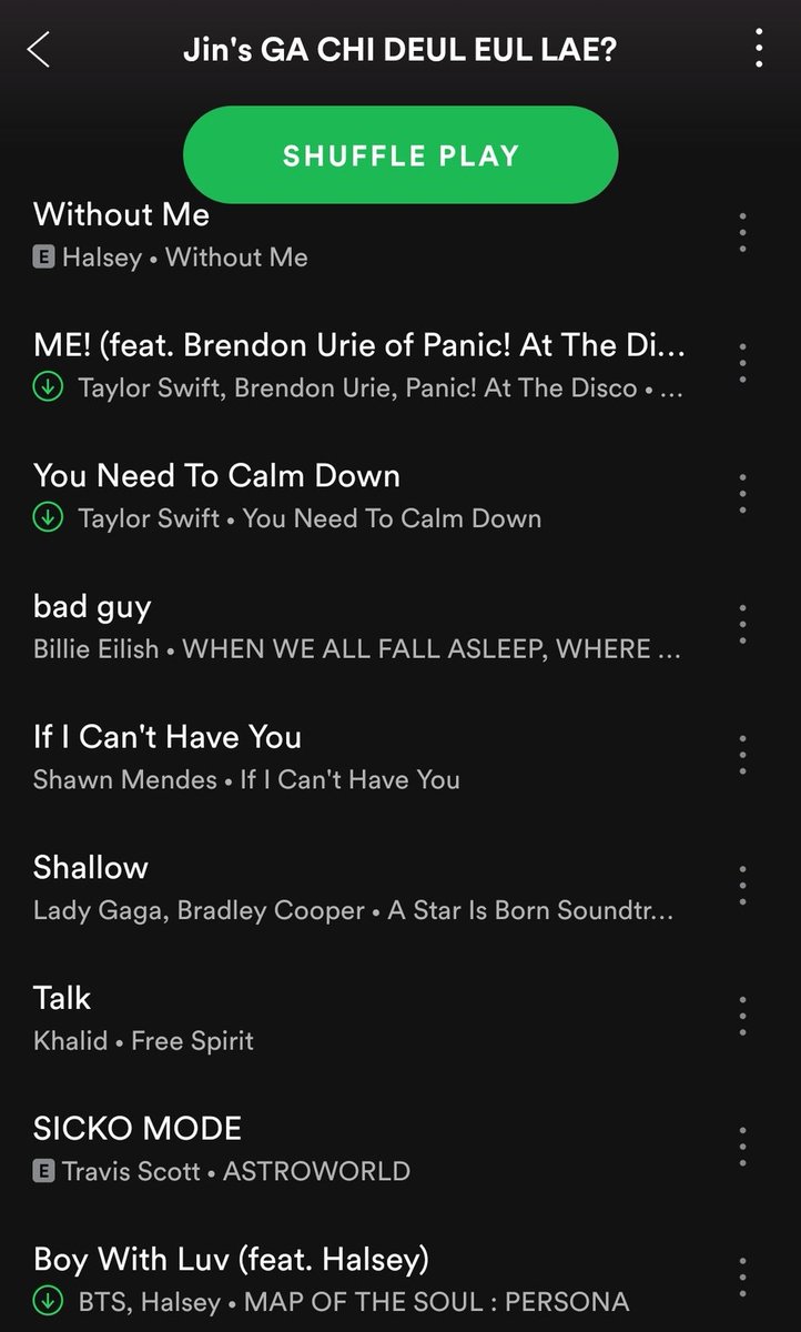In July of 2019, one month prior to Lover's official release, Jin added 'ME!' & 'You Need To Calm Down' to his playlist.Also, I missed adding, back in 2018, Jin mentioned meeting Taylor as an "honour and amusing" experience.Jin biggest swiftie wbk 