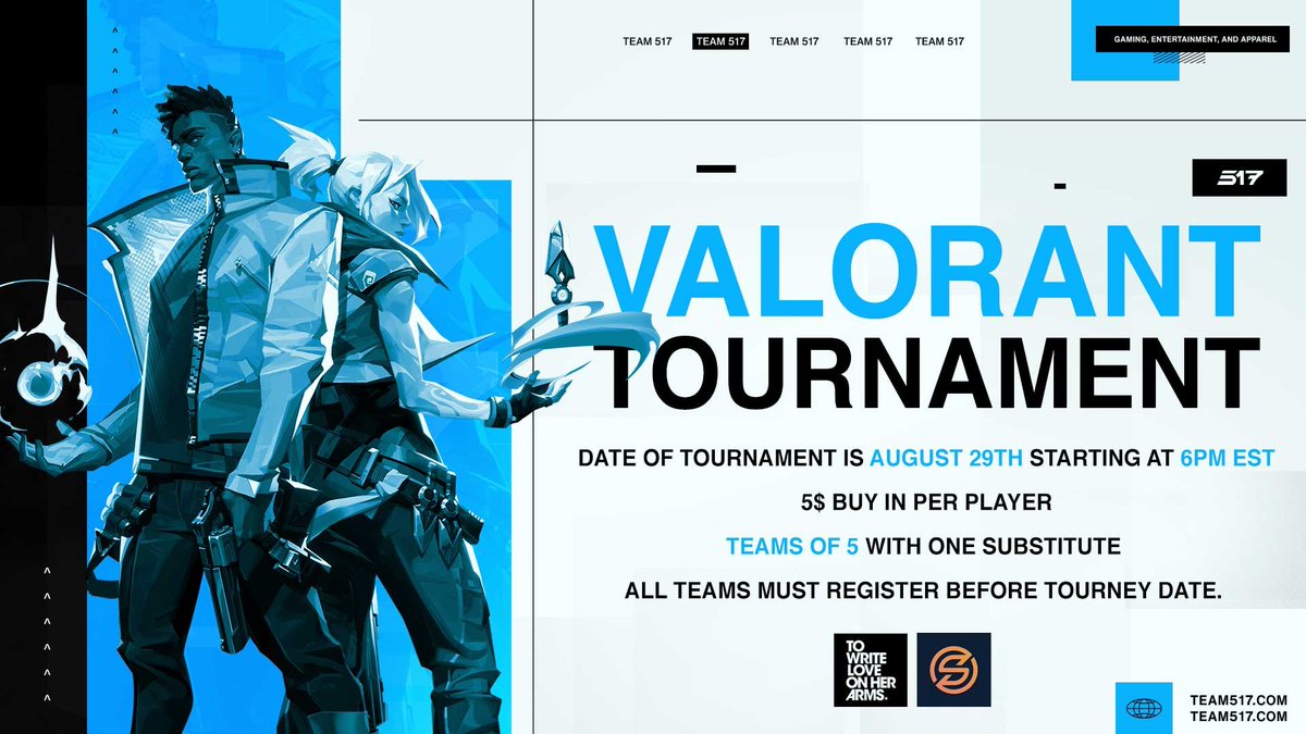 SnowApe__'s tweet image. 🚨ATTENTION!🚨
Team 517 Valorant Tournament!
⚠️This Saturday, Aug 28th⚠️

-💰$25 Per Team, $5 Per Person
🤍ALL PROCEEDS ➡️ CHARITY!💙

🙋‍♂️We have a few more slots available, DM if interested!