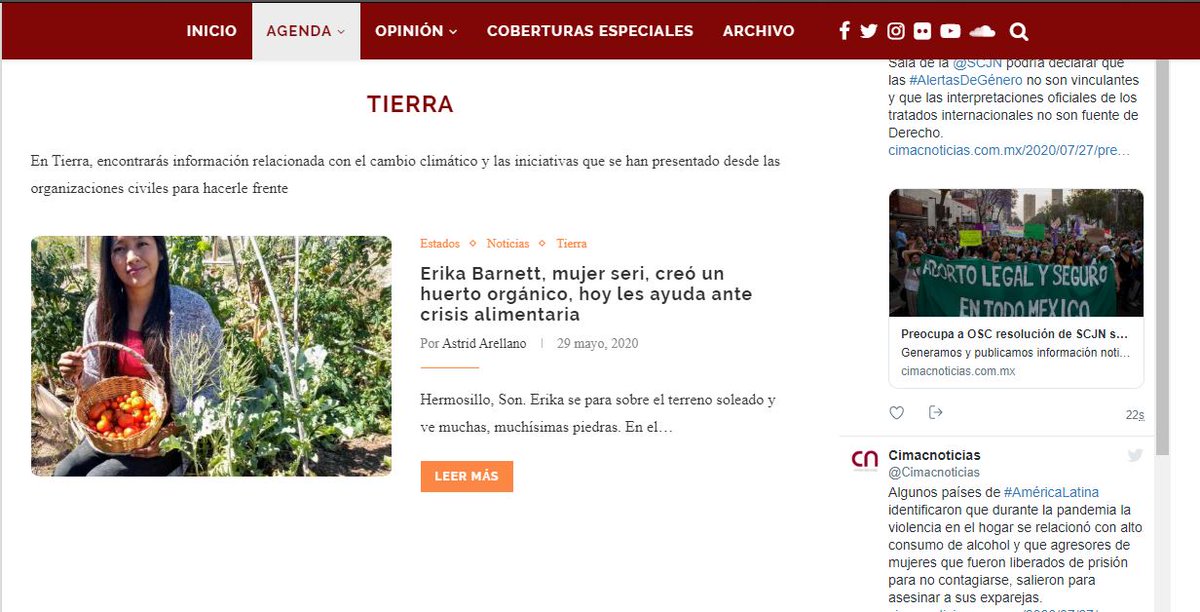 prensacimac's tweet image. En la sección: Tierra de @Cimacnoticias encontrarás información relacionada con el cambio climático y las iniciativas que se han presentado desde las organizaciones civiles para hacerle frente
bit.ly/3056S5F

#PeriodismoFeminista  #Defensoras #DefensorasDelTerritorio